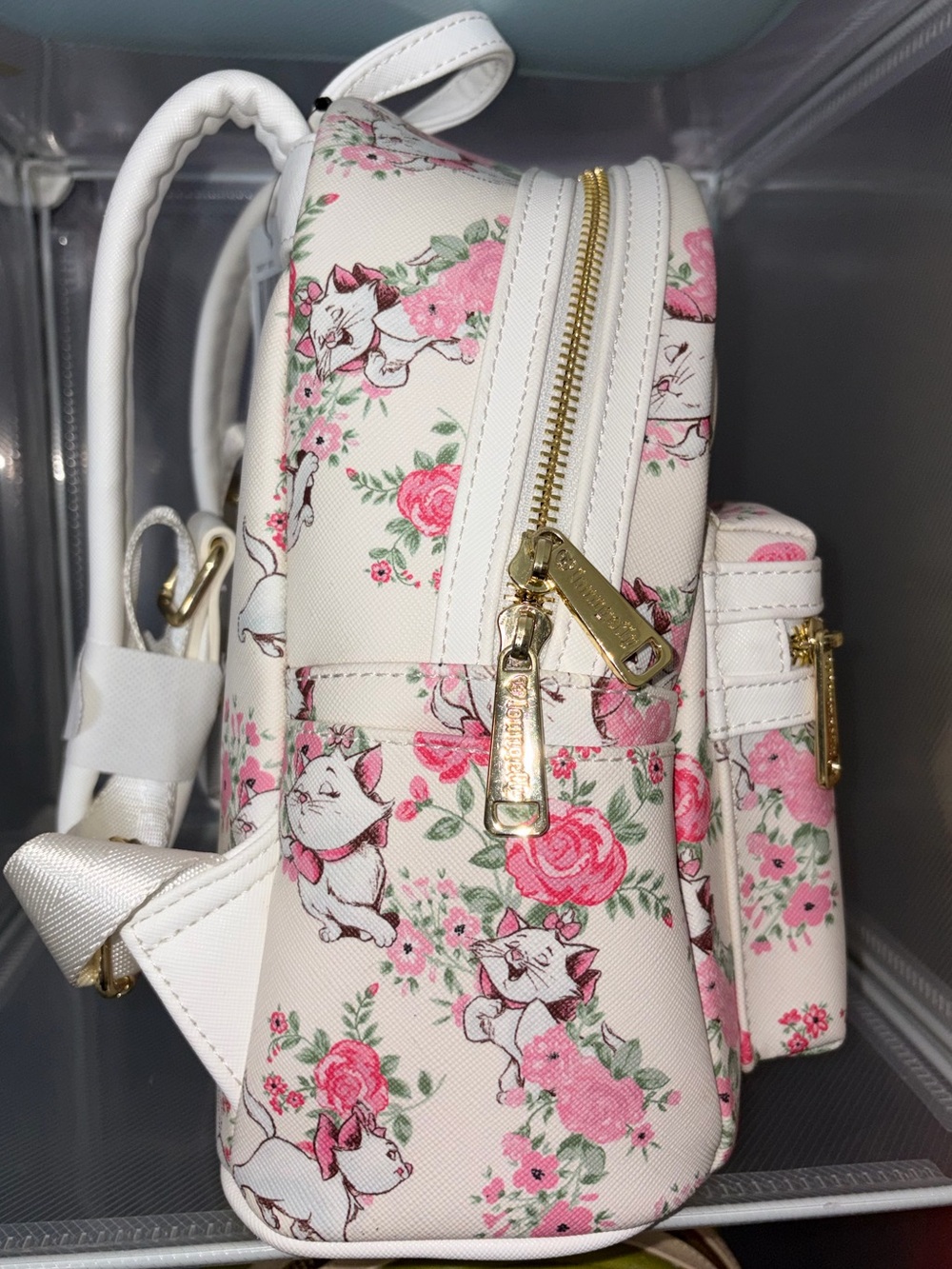 RARE! Pre Funko Heart Tag Pink & Cream Marie Floral Mini Backpack - Picture 2 of 6